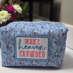 Make Heaven Crowded Blue Quilted Cosmetic Makeup Travel Bag Fully Lined With Zip